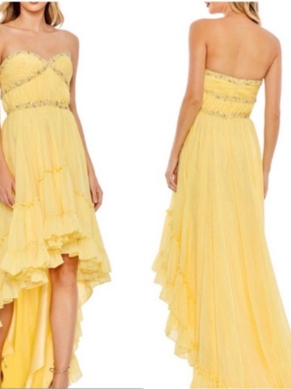 NWT Mac Duggal Beaded "Lemon Ice" High-Low Gown | Size 4 🏛️🍋 Free Shipping 📦